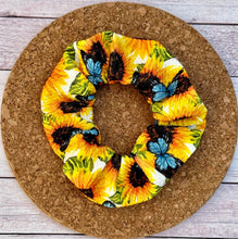 Load image into Gallery viewer, Sunflowers And Butterflies Scrunchie
