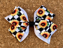 Load image into Gallery viewer, Checkered Sunflowers Pattern Bow

