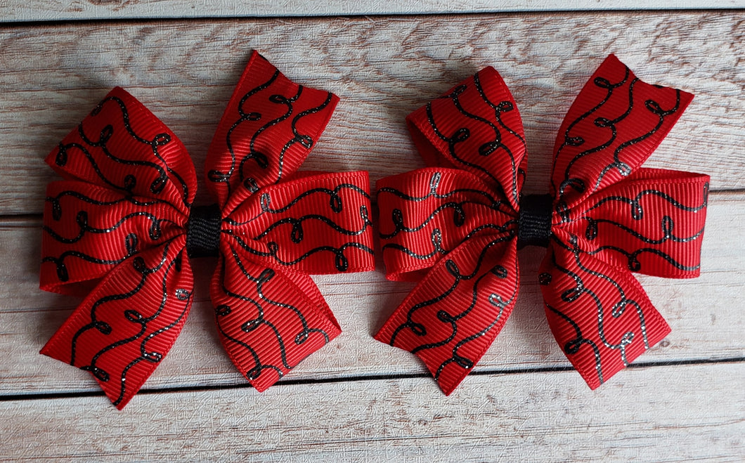 Red and Black Glitter Doodles Pinwheel Piggies Set