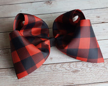 Load image into Gallery viewer, Red and Black Plaid JUMBO bow
