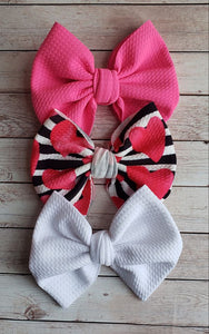 Striped Hearts Fabric Bow
