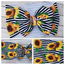 Load image into Gallery viewer, Sunflower Stripes Bow Headwrap
