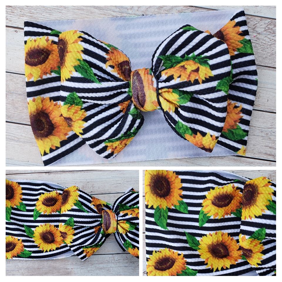 Sunflower Stripes Bow Headwrap