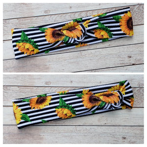 Sunflower Stripes Mama Skinny Knot Headband
