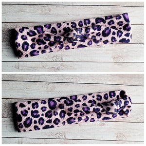 Pink And Purple Leopard Mama Skinny Knot Headband