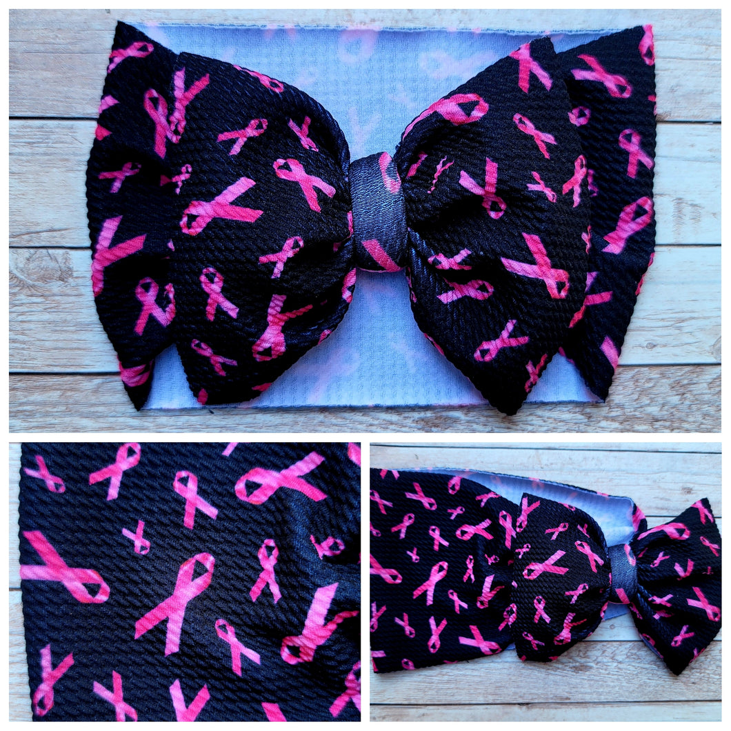Breast Cancer Ribbons Bow Headwrap