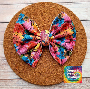 Vibrant Fall Flowers Fabric Bow