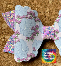 Load image into Gallery viewer, Elephants &amp; Clovers Scallop Glitter Layered Leatherette Bow
